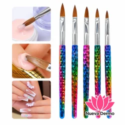 Set 5 Pincel Para Uñas Esculpidas Construcción De Acrilico