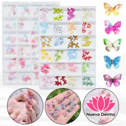 Strass Mariposas 3d Caja De Dijes Para Decoración De Uñas