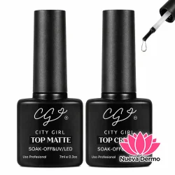 Top coat matte o cristal City girl profesional 7ml uñas p/manicuria