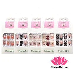 Uñas Postizas Almendras 24pcs Con Pegamento Vario Modelos
