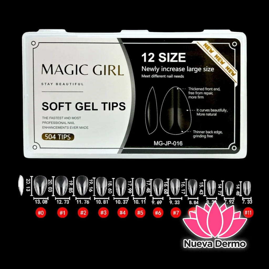 ($5700) MAGIC GIRL SOFT GEL TIPS ALMENDRA PRELIMADO 504PCS MG-JP-016 6920250420165