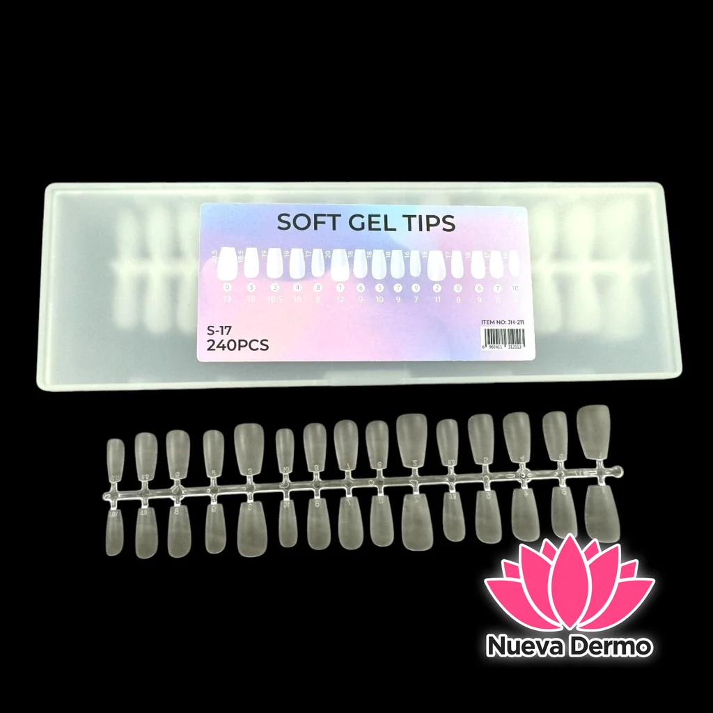 soft gel tips sin marca coffin corto surtidos medida 240pcs jh-211