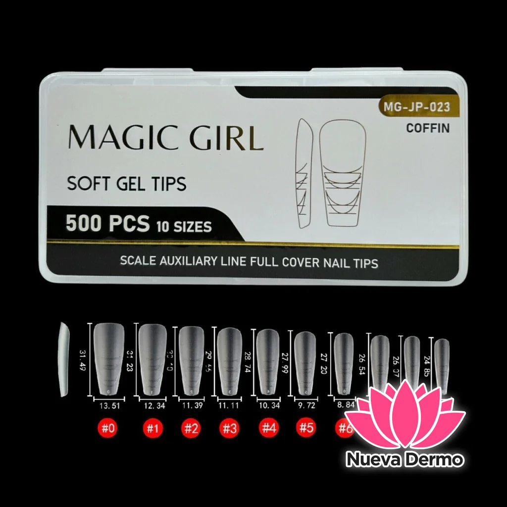 ($5500) MAGIC GIRL SOFT GEL TIPS COFFIN PRELIMADO 500PCS MG-JP-023 6920250420233