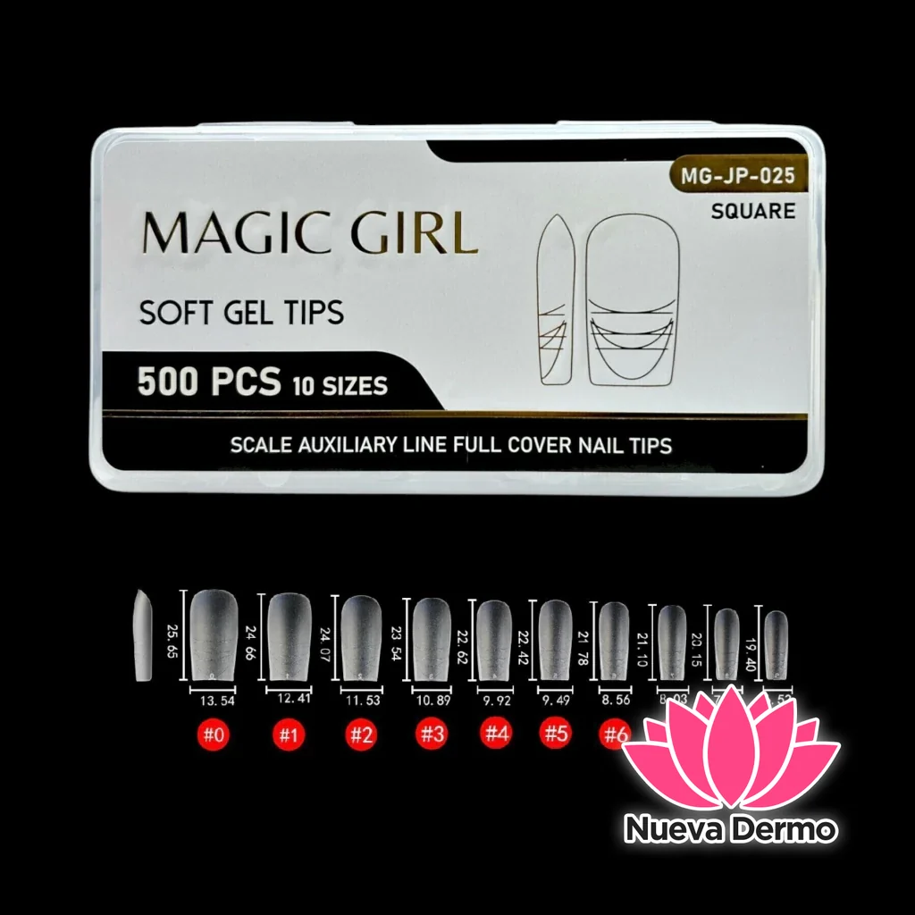 ($5500) MAGIC GIRL SOFT GEL TIPS SQUARE PRELIMADO 500PCS MG-JP-025 6920250420257