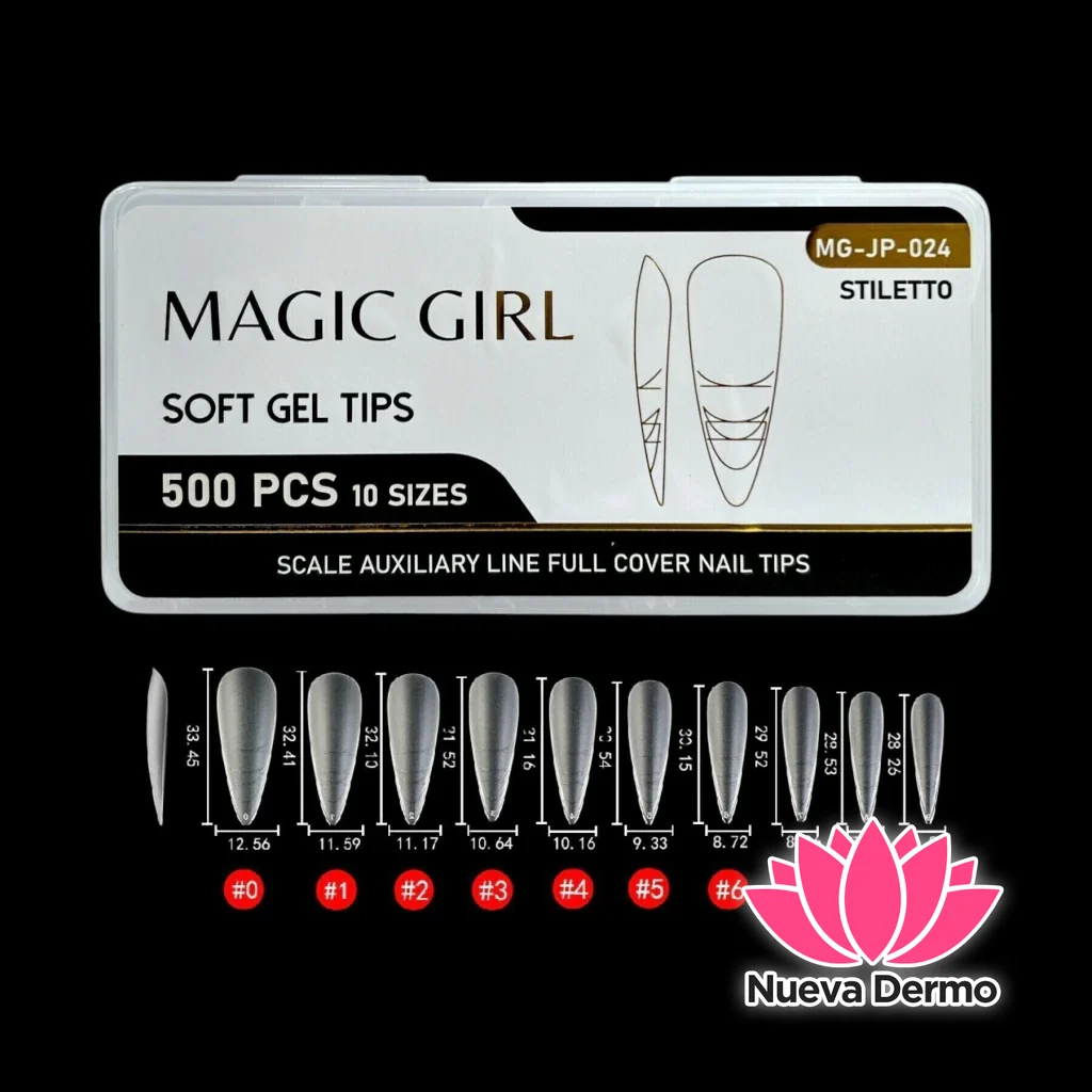 ($5500) MAGIC GIRL SOFT GEL TIPS STILETTO PRELIMADO 500PCS MG-JP-024 6920250420240