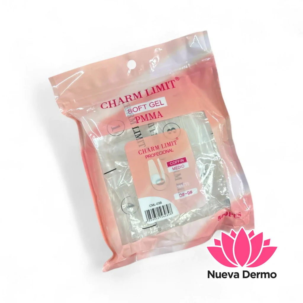 CHARMLIMIT TIPS SOFT GEL COFFIN PRELIMADO 500PCS CML-03B 6926952564848