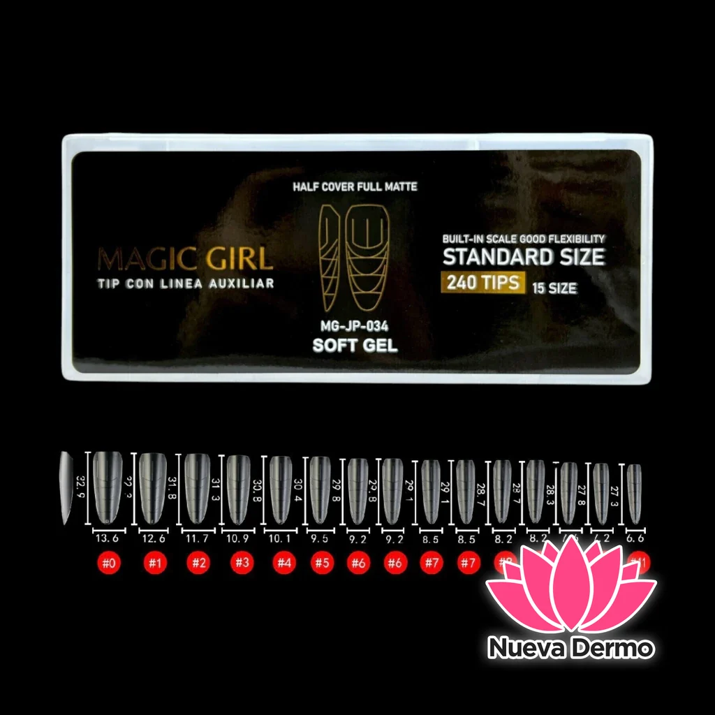 ($3800) MAGIC GIRL SOFT GEL TIPS OVALADAS PRELIMADO 240PCS MG-JP-034 6920250420349