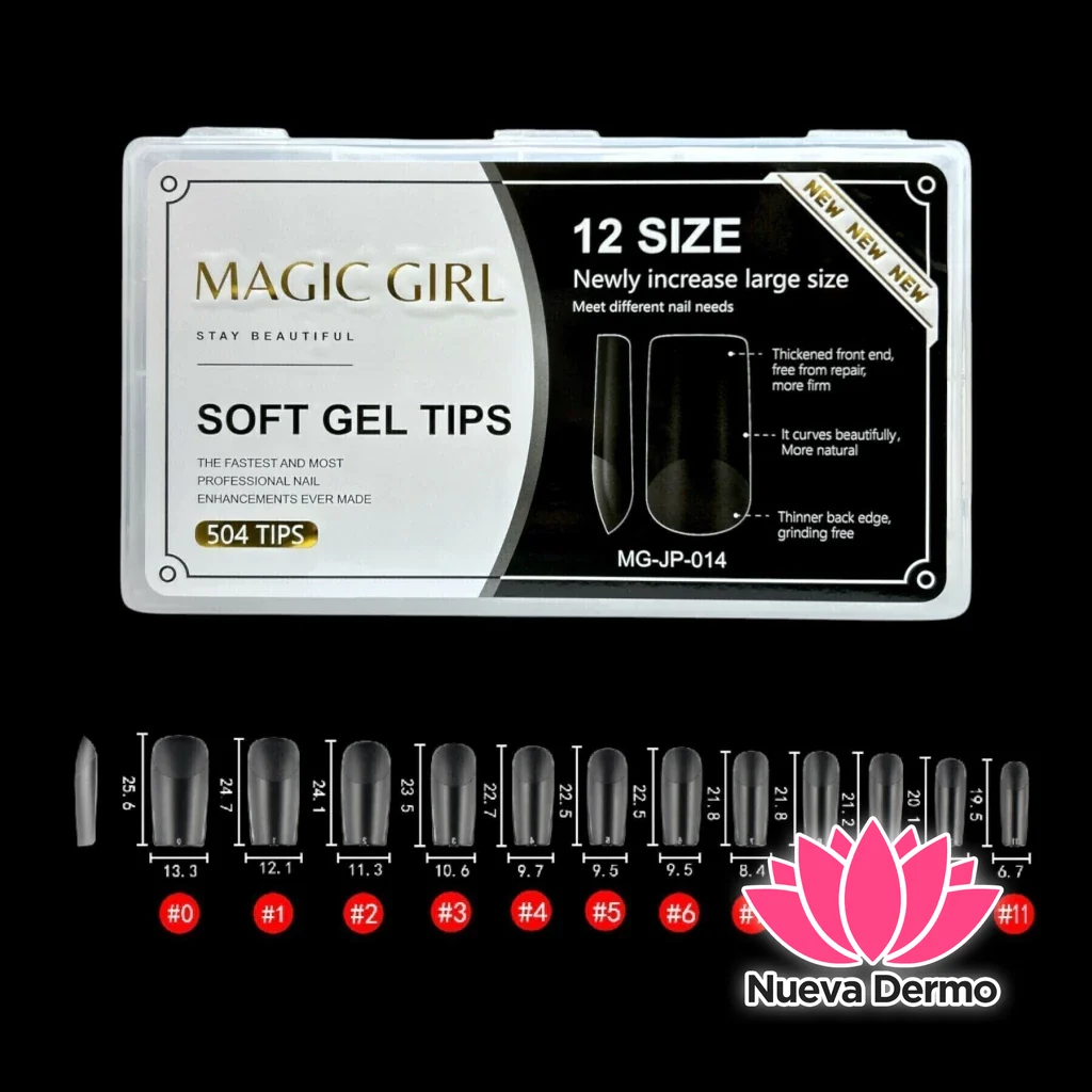 ($5700) MAGIC GIRL SOFT GEL TIPS COADRADA PRELIMADA 504PCS MG-JP-014 6920250420141