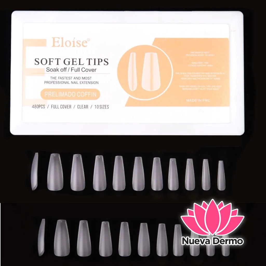 ELOISE SOFT GEL TIPS PRELIMADO COFFIN 480PCS PCO480 6932024010281