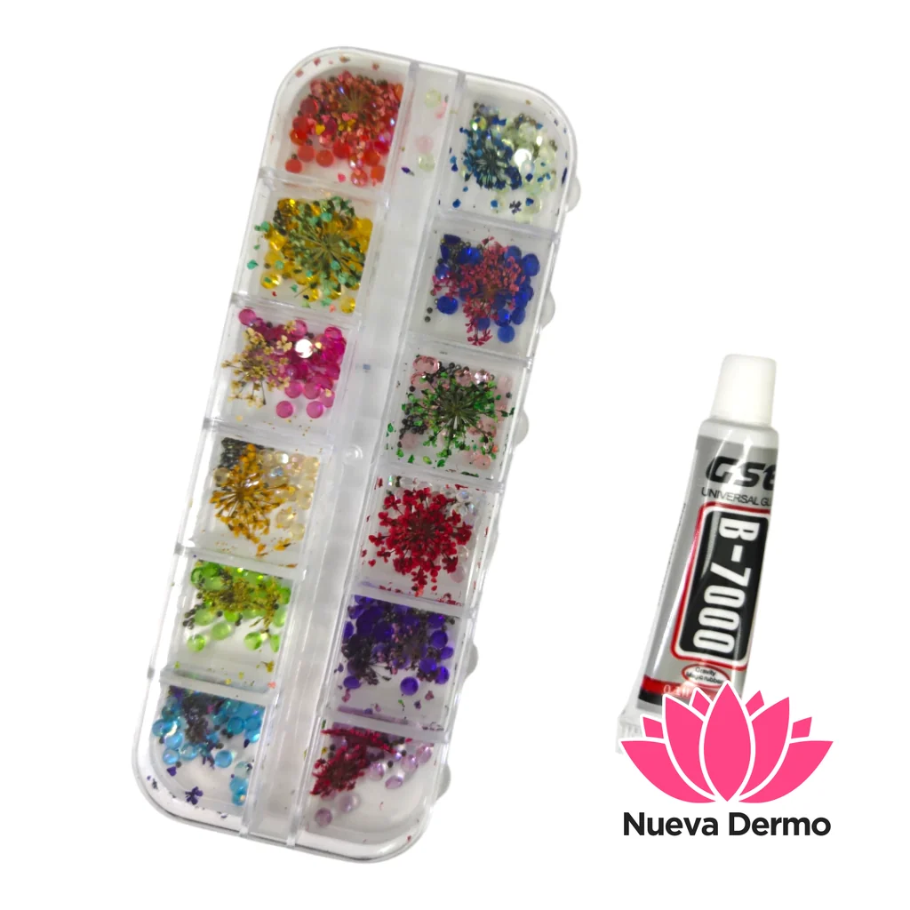 x12 pcs Decoración para uñas flores secas chiquitas b-7000 - (copia)