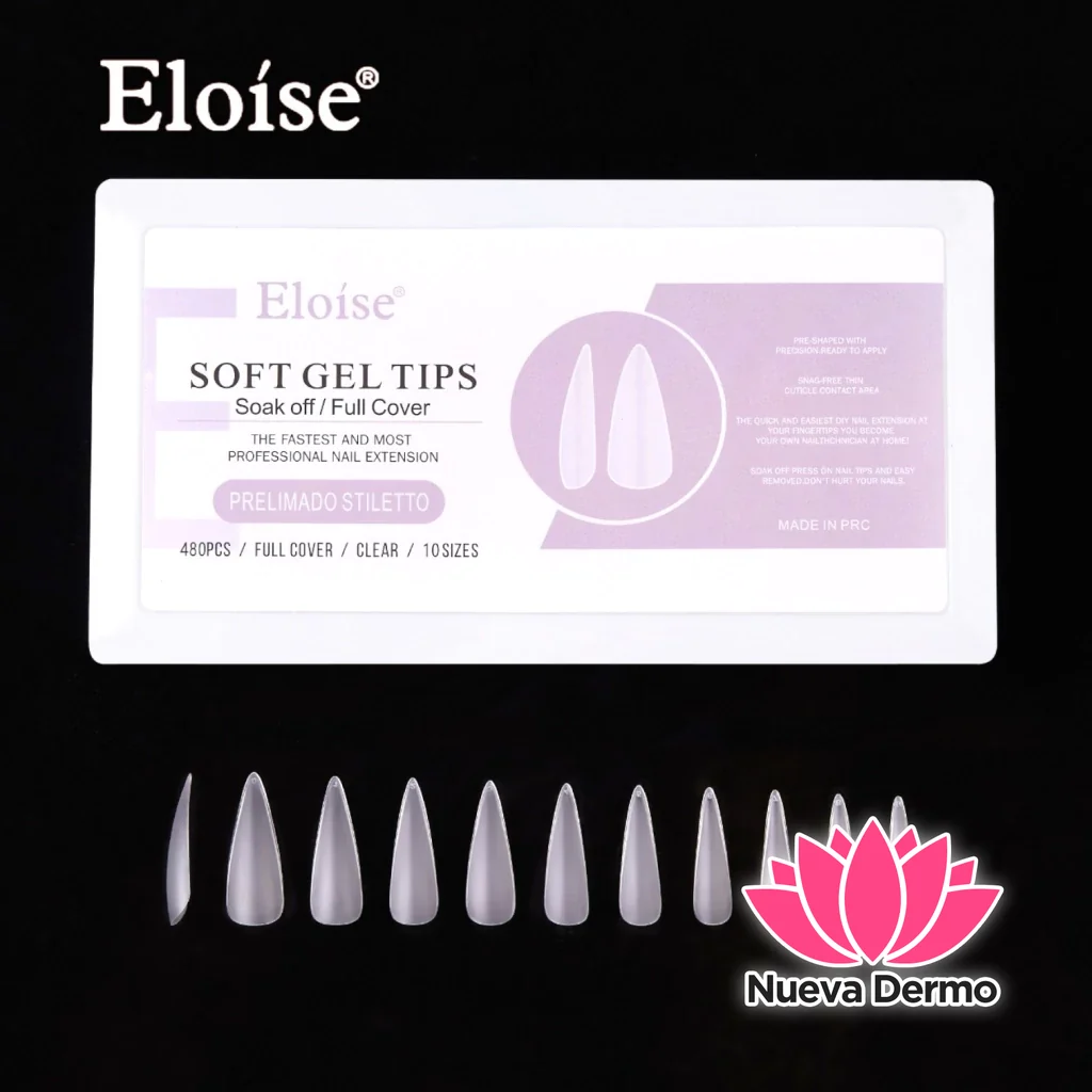 ELOISE SOFT GEL TIPS PRELIMADO STILETTO 480PCS PS480 6932024010304