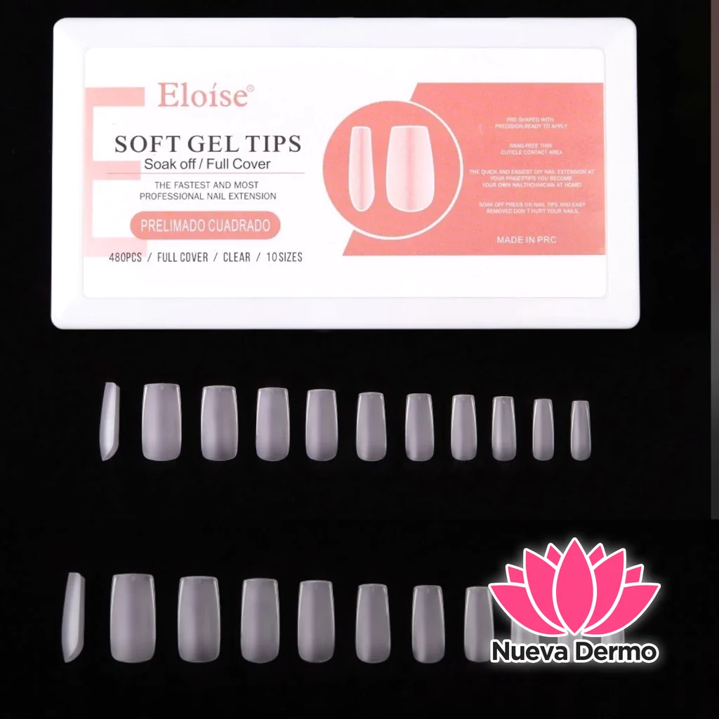 ELOISE SOFT GEL TIPS PRELIMADO CUADRADO 480PCS PCU480 6932024010311
