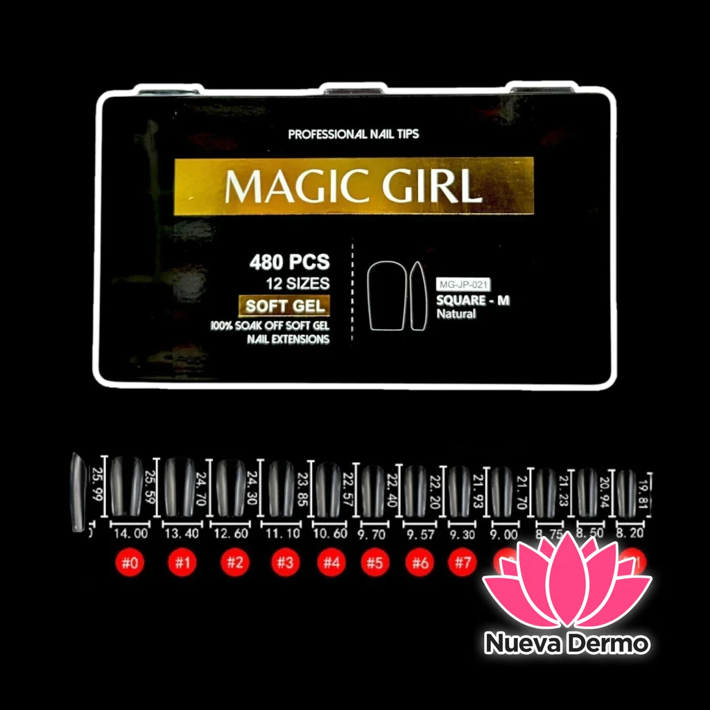 ($7200) MAGIC GIRL SOFT GEL TIPS SQUARE M 480PCS MG-JP-021 6920250420219