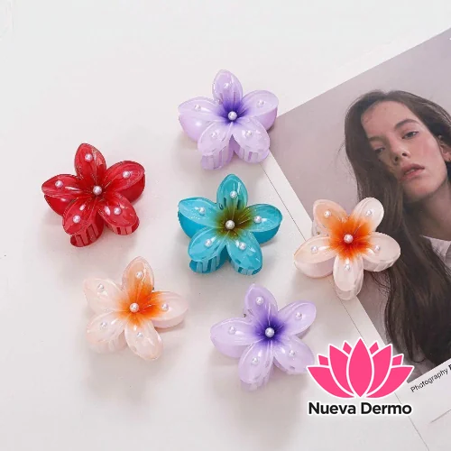 BROCHE FLOR HAWAIANA C/PERLA PAQUETE X6PCS**JZ-5956-204 6921554792040